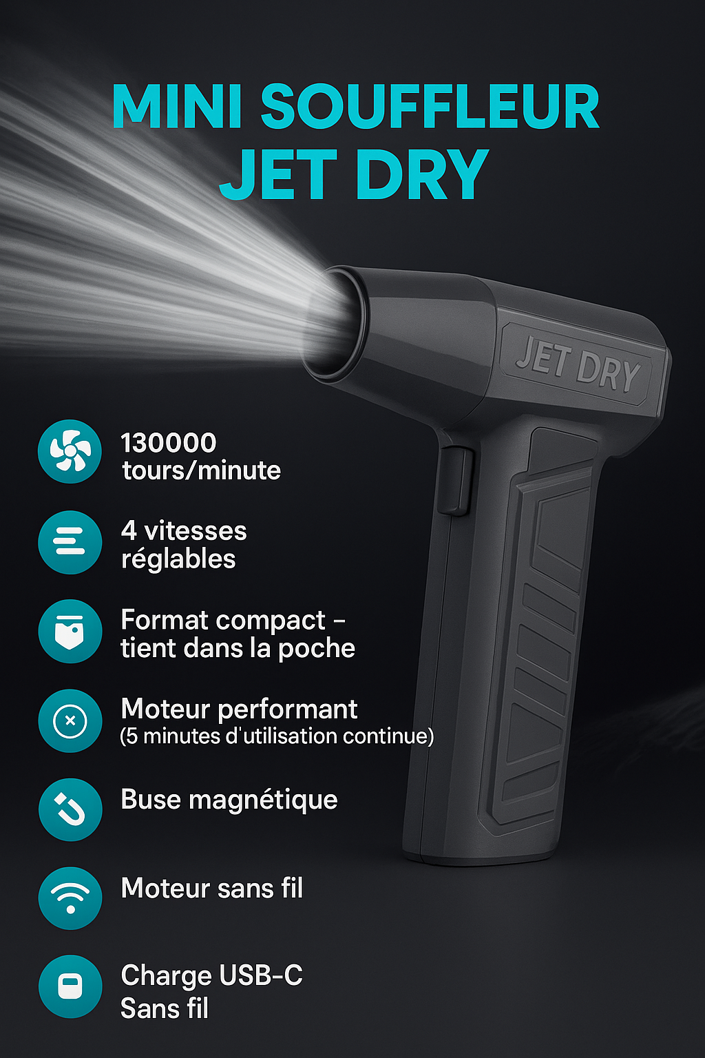 Souffleur d'air électrique portable Turbo